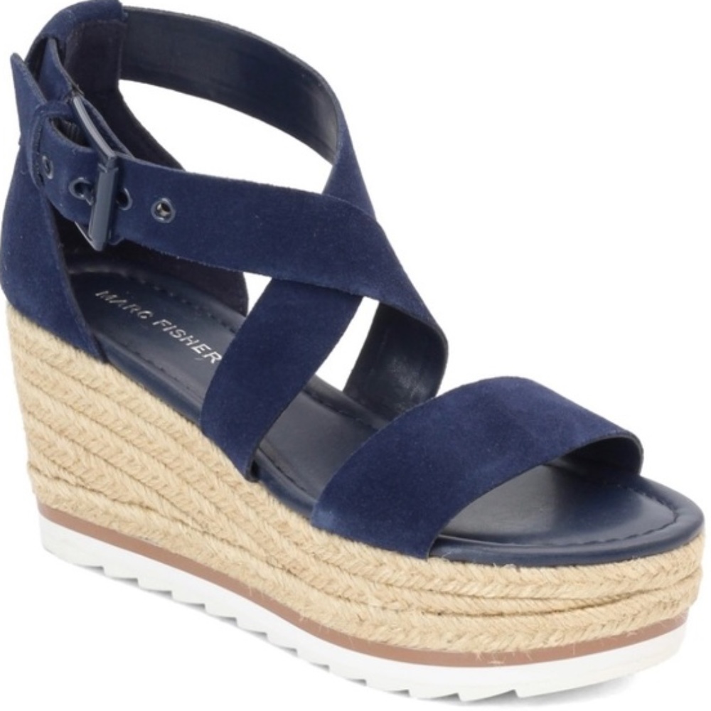 Marc Fisher Navy Blue Platform Sandal, 8.5